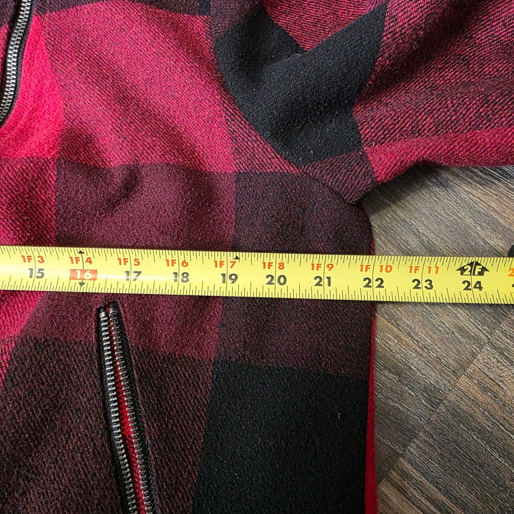 Rock‎ & Republic Red Buffalo Plaid Asymmetric Zip Sherpa Hood Jacket XL - Picture 6 of 8